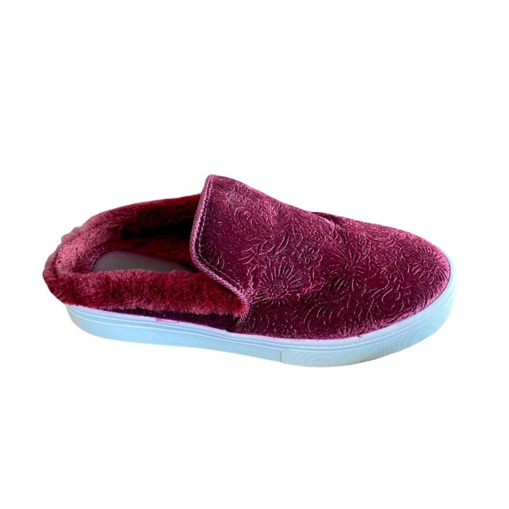 Sam Edelman Levonne Red Plum Slides / Slide Sneakers size women's 8.5 - faux fur